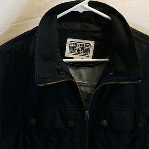 Converse Jackets Coats Converse One Star Fleece Lined Mens L Black Jacket Poshmark